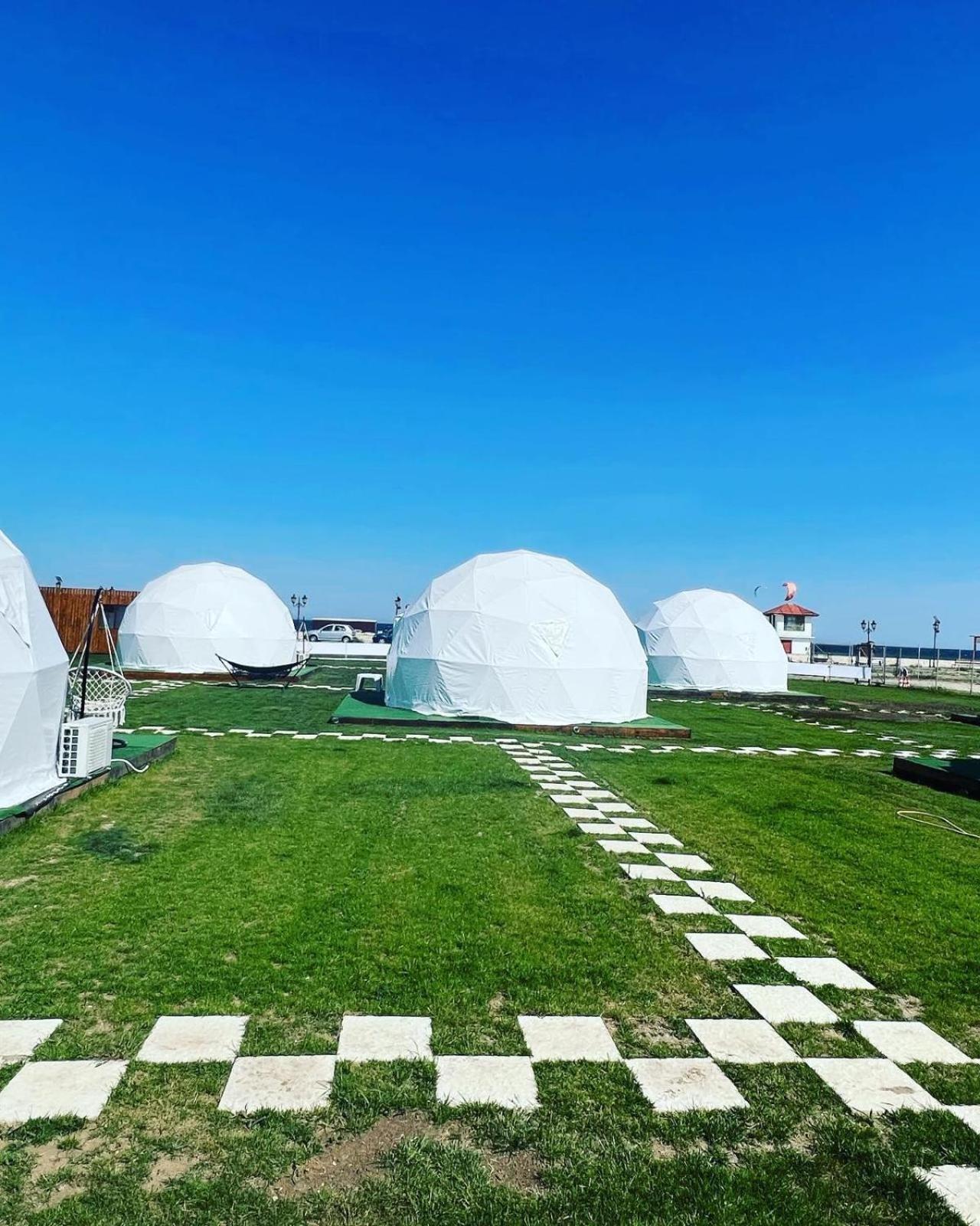 Dom geodezic transparent în lumina zilei